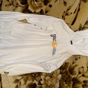 Dolce & Gabbana White Hoodie with Gold and Blue Accents